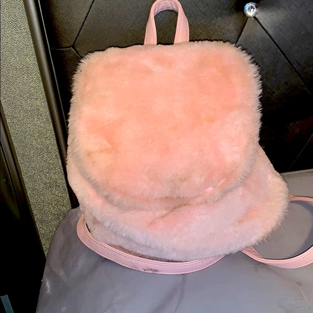 FUZZY PINK MINI BACKPACK